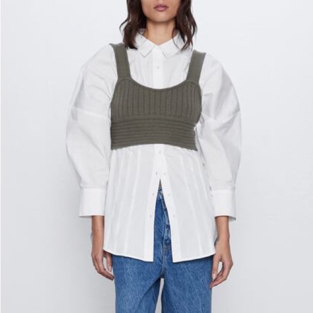 Zara Grey Green Knit Sweater Tank
Crop Top NWT